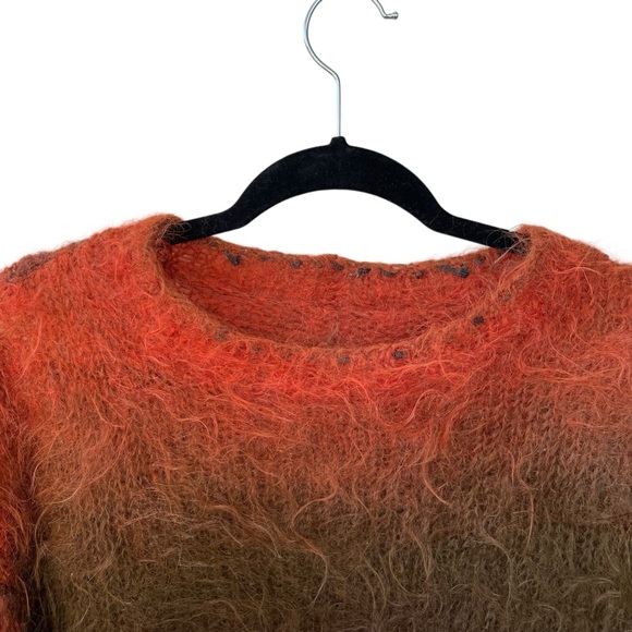 HANDMADE Vibrant Mohair Women's Oversized Sweater Rust Brown Green XL / XXL - Picture 7 of 9